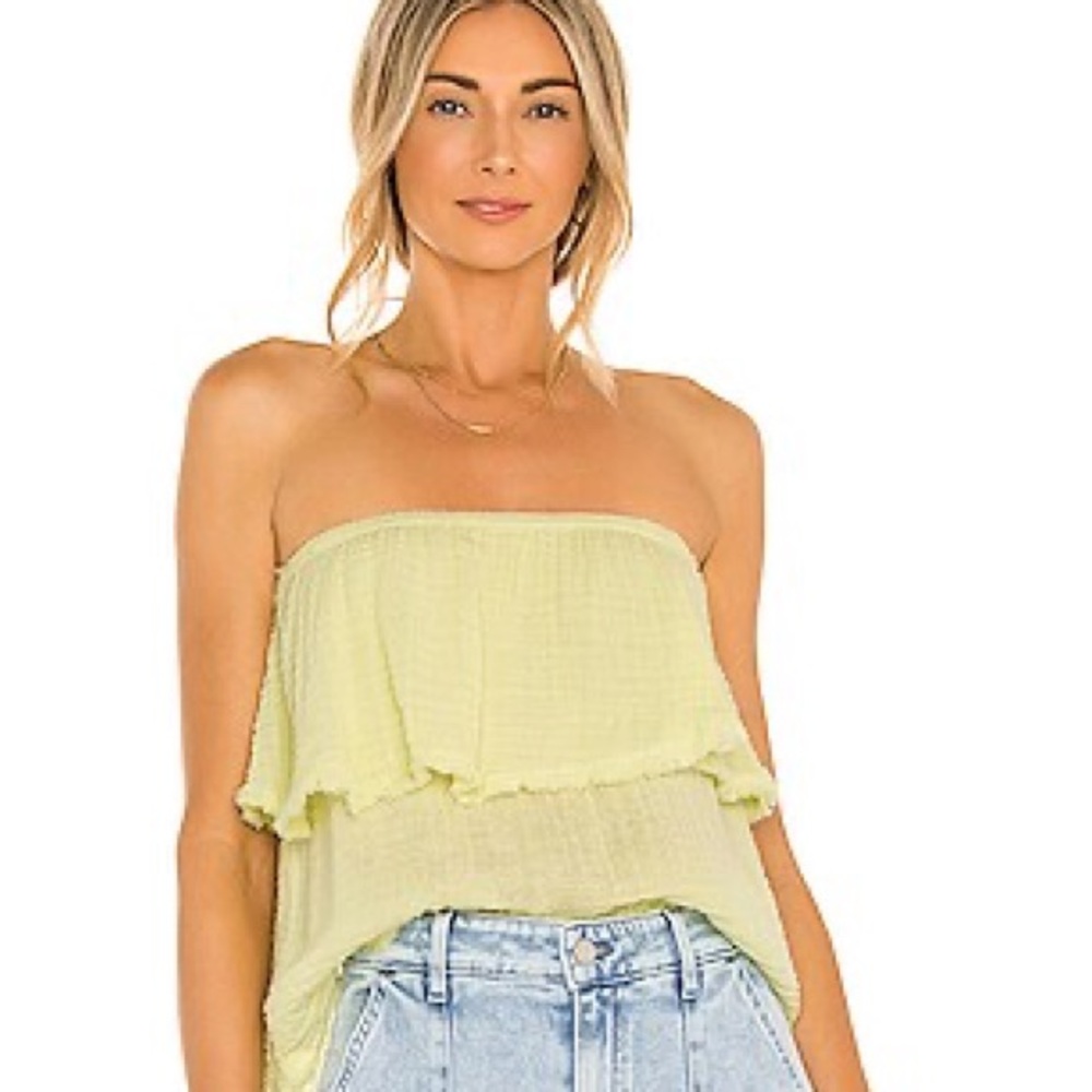 NWT Michael Stars Strapless Ruffle Camisole - Light Green